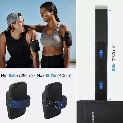 Spigen Dynamic Shield A702 karra rögzíthető telefon tartó, táska, karpánt 6,9" átmérőig, fekete