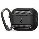 Spigen Rugged Armor Apple AirPods Pro 3 tok, karabinerrel, Matte Black, fekete