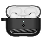 Spigen Rugged Armor Apple AirPods Pro 3 tok, karabinerrel, Matte Black, fekete
