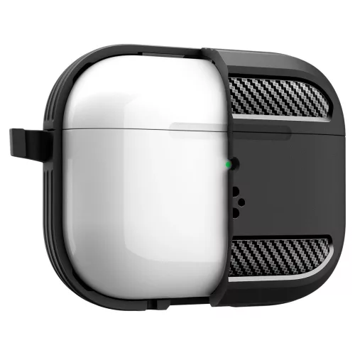 Spigen Rugged Armor Apple AirPods Pro 3 tok, karabinerrel, Matte Black, fekete