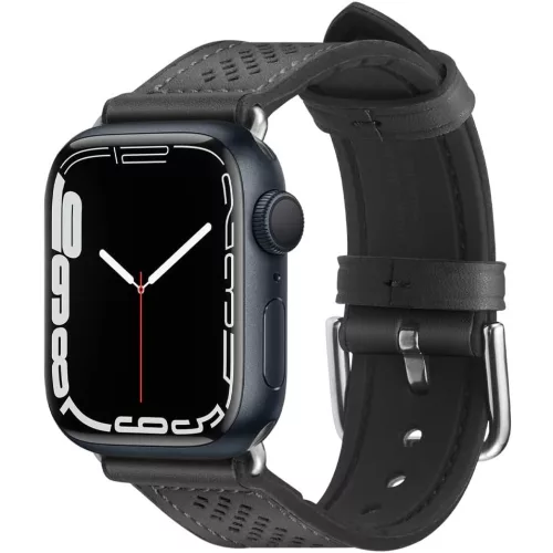Spigen Retro Fit Apple Watch Ultra 3 / 2 / 1 49mm 10 46mm / 9 / 8 / 7 45mm / SE (2 / 1) / 6 / 5 / 4 44mm / 3 / 2 / 1 42mm műbőr szíj, fekete
