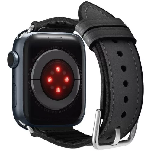 Spigen Retro Fit Apple Watch Ultra 3 / 2 / 1 49mm 10 46mm / 9 / 8 / 7 45mm / SE (2 / 1) / 6 / 5 / 4 44mm / 3 / 2 / 1 42mm műbőr szíj, fekete