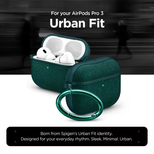 Spigen Urban Fit Apple AirPods Pro 3 tok karabinerrel, Midnight Green, zöld