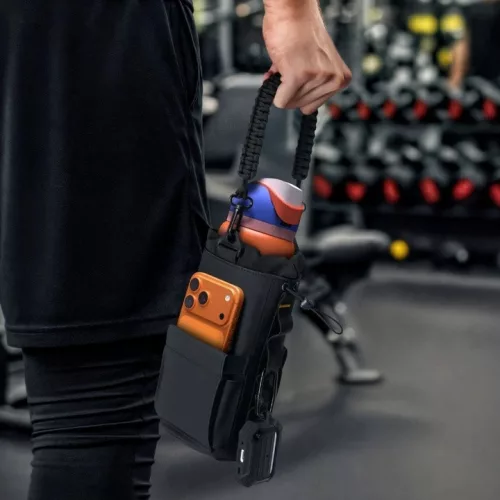 Spigen Tumbler Holder Bag LF500, termosz, kulacs tartó táska, mágneses, fekete