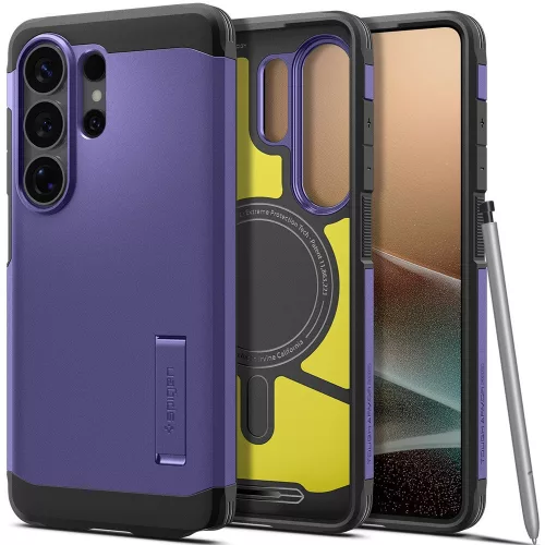 Spigen Tough Armor MagFit Samsung Galaxy S26 Ultra tok, MagSafe, Ash Violet, lila