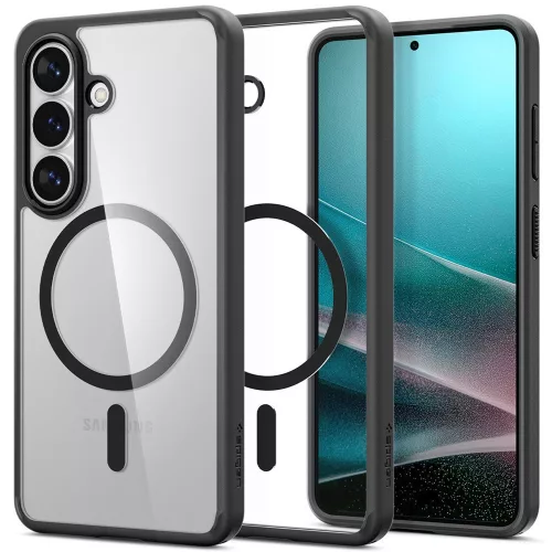 Spigen Ultra Hybrid MagFit Samsung Galaxy S26 tok, Matte Black, átlátszó-fekete