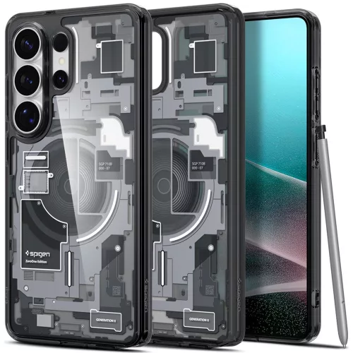 Spigen Ultra Hybrid MagFit Samsung Galaxy S26 Ultra tok, MagSafe, Zero One, átlátszó-fekete