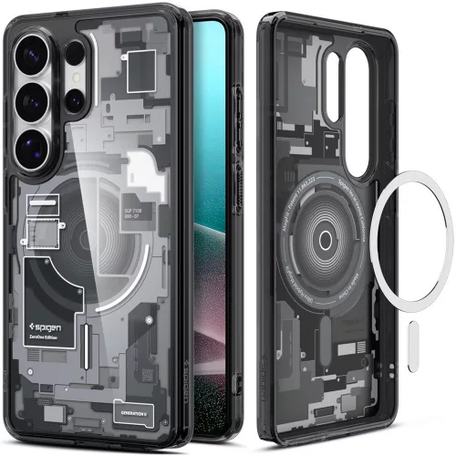 Spigen Ultra Hybrid MagFit Samsung Galaxy S26 Ultra tok, MagSafe, Zero One, átlátszó-fekete