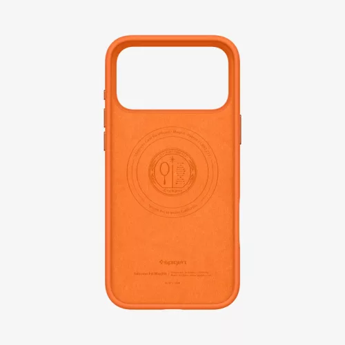 Spigen Silicone Fit MagFit Apple iPhone 17 Pro tok, MagSafe, Cosmic Orange, narancs