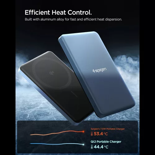 Spigen EA2205MQ Essential Powerbank / külső akkumulátor, mágneses, MagSafe, kompakt, 5000mAh, 22.5W, Qi2, kék