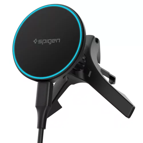 Spigen EV15MAQ Essential mágneses autós tartó szellőzőrácsba, MagSafe, Qi2, 15W, fekete
