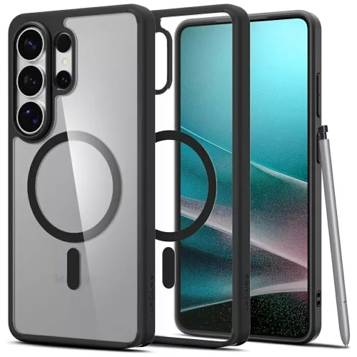 Spigen Ultra Hybrid MagFit Samsung Galaxy S26 Ultra tok, Matte Black, átlátszó-fekete