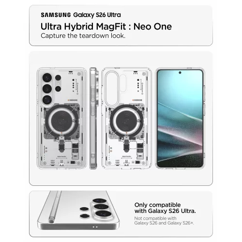 Spigen Ultra Hybrid MagFit Samsung Galaxy S26 Plus tok, MagSafe, Neo One, átlátszó