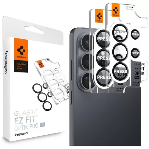 Spigen Glas.tR EZ Fit Optik Pro HD Samsung Galaxy S26 Ultra Tempered kameralencse-védő fólia felhelyező kerettel, fekete (2db)