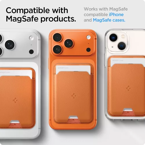 Spigen Valentinus Apple iPhone Magsafe kártyatartó, MagSafe, Metallic Orange, narancs (3db kártyához)
