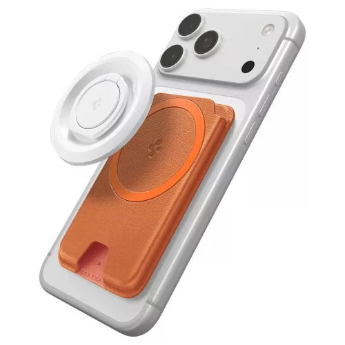 Spigen Valentinus Magfit+ Apple iPhone Magsafe kártyatartó, MagSafe, Metallic Orange, narancs (3db kártyához)