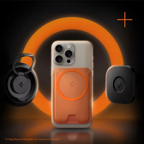Spigen Valentinus Magfit+ Apple iPhone Magsafe kártyatartó, MagSafe, Metallic Orange, narancs (3db kártyához)