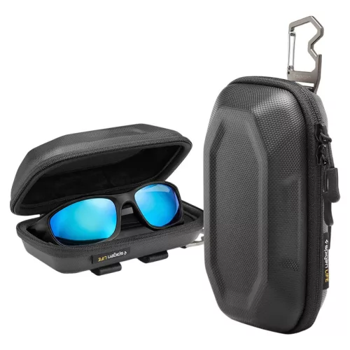 Spigen Lock Fit LF520 szemüveg tartó tok / táska, fém cipzárral, merev strapabíró kialakítással, üveg nyitóval, fekete