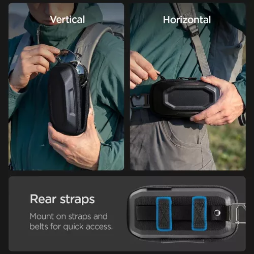 Spigen Lock Fit LF520 szemüveg tartó tok / táska, fém cipzárral, merev strapabíró kialakítással, üveg nyitóval, fekete