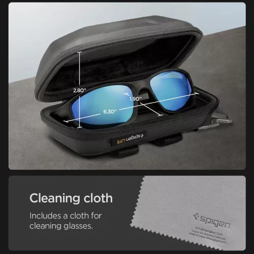 Spigen Lock Fit LF520 szemüveg tartó tok / táska, fém cipzárral, merev strapabíró kialakítással, üveg nyitóval, fekete