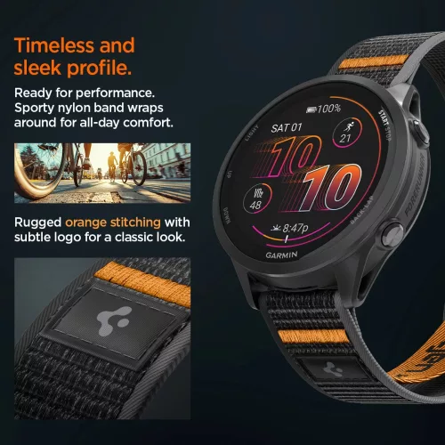 Spigen Athlex Garmin Quick Release 22mm Active szíj, fekete / narancs