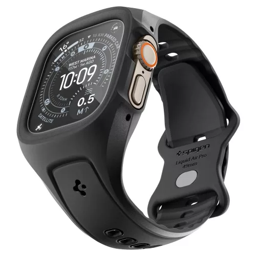 Spigen Liquid Air Pro Apple Watch Ultra 3 / 2 / 1 49mm tok / szíj, kijelzővédő felülettel, matt fekete