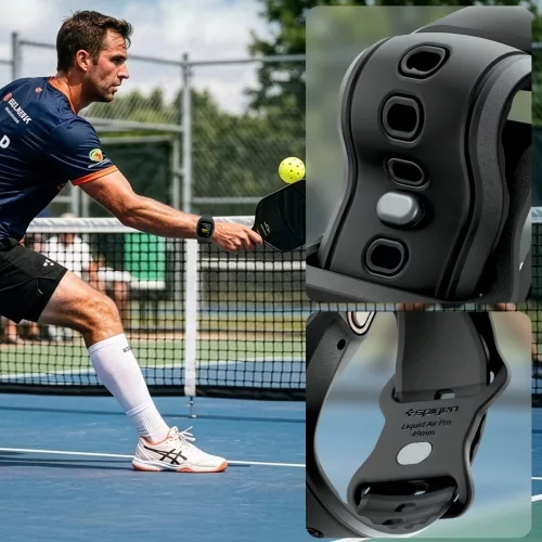 Spigen Liquid Air Pro Apple Watch Ultra 3 / 2 / 1 49mm tok / szíj, kijelzővédő felülettel, matt fekete