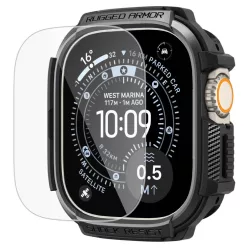   Spigen Rugged Armor Apple Watch Ultra 3 / 2 / 1 49mm tok, kijelzővédő felülettel, matt fekete