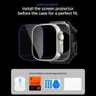 Spigen Rugged Armor Apple Watch Ultra 3 / 2 / 1 49mm tok, kijelzővédő felülettel, matt fekete