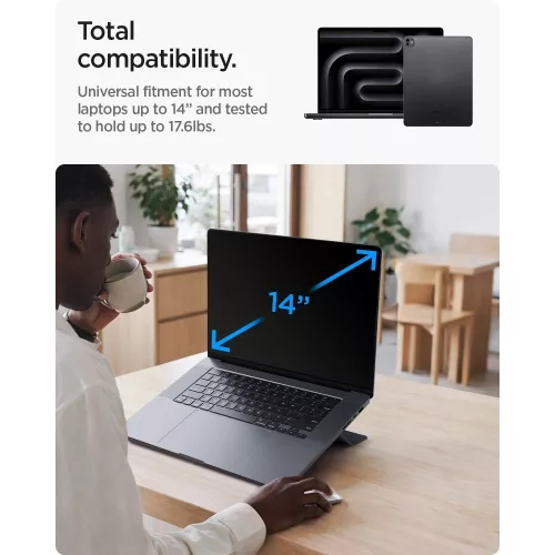 Spigen LD201-S6 összecsukható asztali laptop tartó, max. 14col, kompakt, sötétszürke