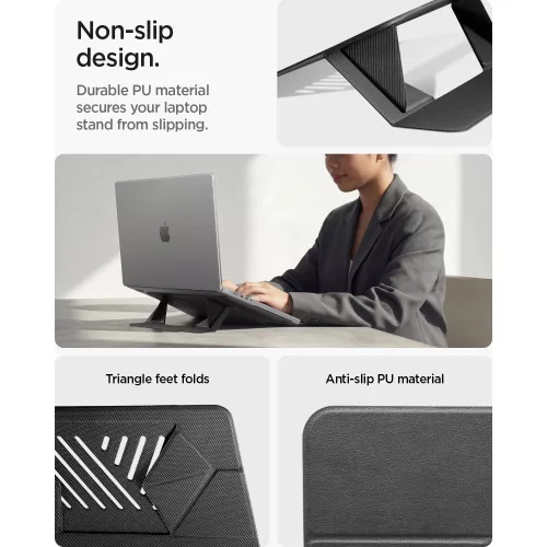 Spigen LD201-S6 összecsukható asztali laptop tartó, max. 14col, kompakt, sötétszürke