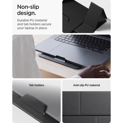 Spigen LD201-S8 összecsukható asztali laptop tartó, max. 16col, kompakt, sötétszürke