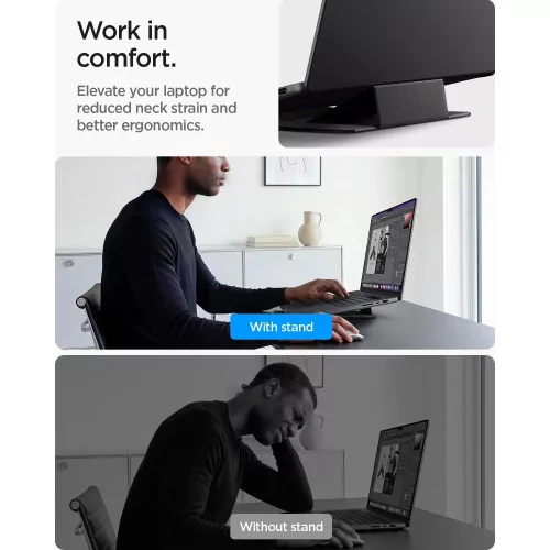 Spigen LD201-S8 összecsukható asztali laptop tartó, max. 16col, kompakt, sötétszürke