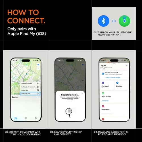Spigen Tagme nyomkövető, Apple Find My / IOS kompatibilis, fekete-narancs