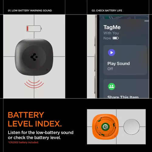 Spigen Tagme nyomkövető, Apple Find My / IOS kompatibilis, fekete-narancs