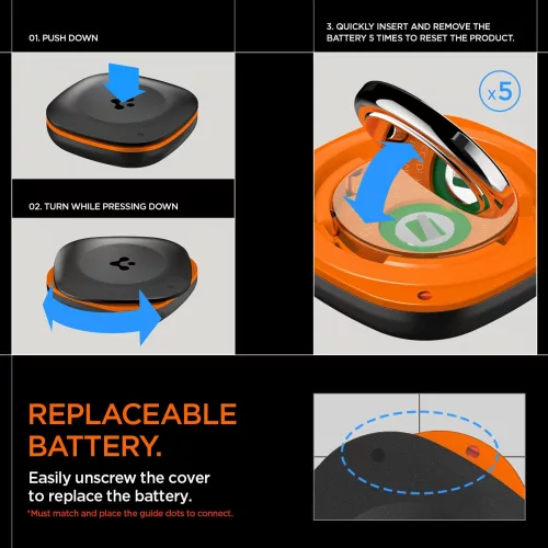 Spigen Tagme nyomkövető, Apple Find My / IOS kompatibilis, fekete-narancs