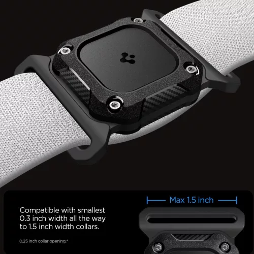 Spigen Tough Armor nyakörvre illeszthető Apple AirTag 1 / 2 nyomkövető tok, megerősített sarok, IPX8, fekete