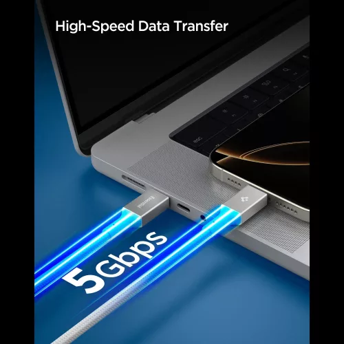 Spigen EB10015CC USB-C-USB-C töltő- és adatkábel, 100W, 1,5m, fehér