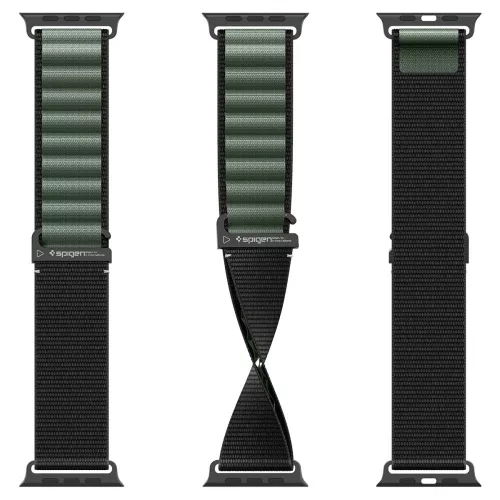 Spigen WBF1 Apple Watch Ultra 4 / 3 / 2 / 1 / SE / 12 / 11 / 10 / 9 / 8 (44/45/46/49mm) szíj, fekete-zöld