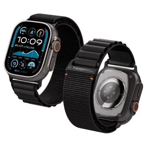 Spigen WBF1 Apple Watch Ultra 4 / 3 / 2 / 1 / SE / 12 / 11 / 10 / 9 / 8 (44/45/46/49mm) szíj, fekete