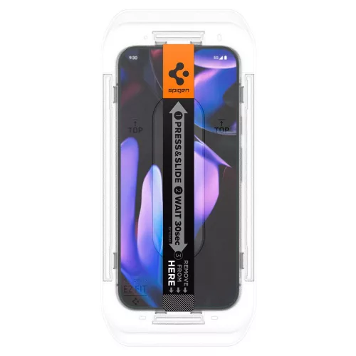 Spigen Glas.tR EZ Fit Pro Google Pixel 10 / 10 Pro / 9 Pro / 9 tempered kijelzővédő fólia felhelyező kerettel, privacy (2db)
