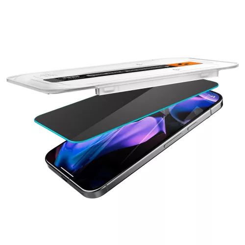 Spigen Glas.tR EZ Fit Pro Google Pixel 10 / 10 Pro / 9 Pro / 9 tempered kijelzővédő fólia felhelyező kerettel, privacy (2db)