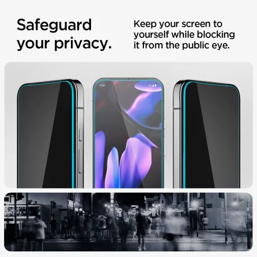 Spigen Glas.tR EZ Fit Pro Google Pixel 10 / 10 Pro / 9 Pro / 9 tempered kijelzővédő fólia felhelyező kerettel, privacy (2db)