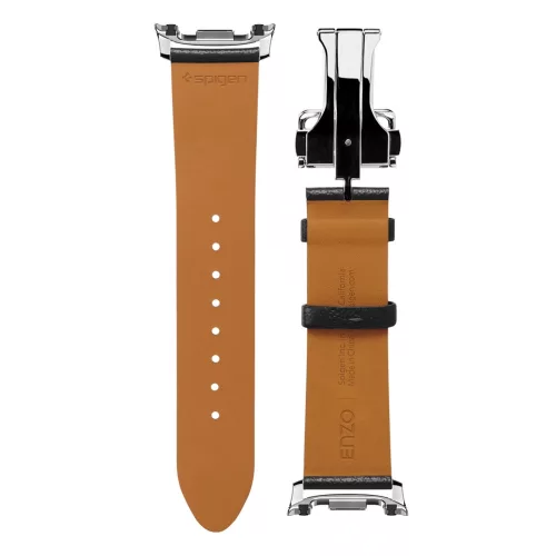 Spigen Enzo Samsung Galaxy Watch 8 / Watch 8 Classic (40/44/46mm) bőr szíj, fekete-barna