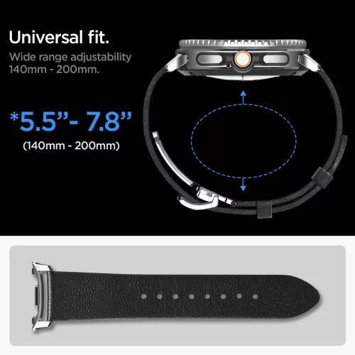 Spigen Enzo Samsung Galaxy Watch 8 / Watch 8 Classic (40/44/46mm) bőr szíj, fekete-barna