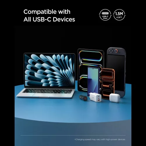 Spigen EB10020CC USB-C-USB-C töltő- és adatkábel, 100W, 2m, fehér