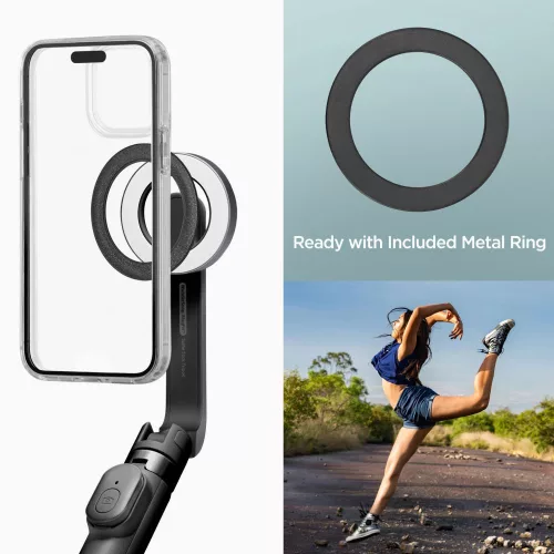 Spigen S571W Bluetooth mágneses Selfie-bot / selfie tripod, MagSafe, kompakt, töltő-és adatkábellel, fekete