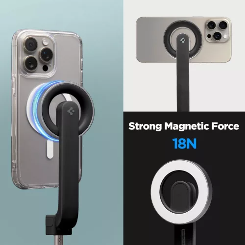Spigen S571W Bluetooth mágneses Selfie-bot / selfie tripod, MagSafe, kompakt, töltő-és adatkábellel, fekete