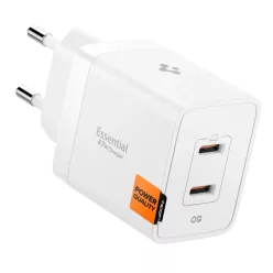   Spigen Essential EE472EU USB-C 2-portos hálózati töltő adapter, 47W, fehér