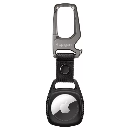 Spigen Rugged Armor Apple AirTag 1 / 2 tok karabinerrel, fekete